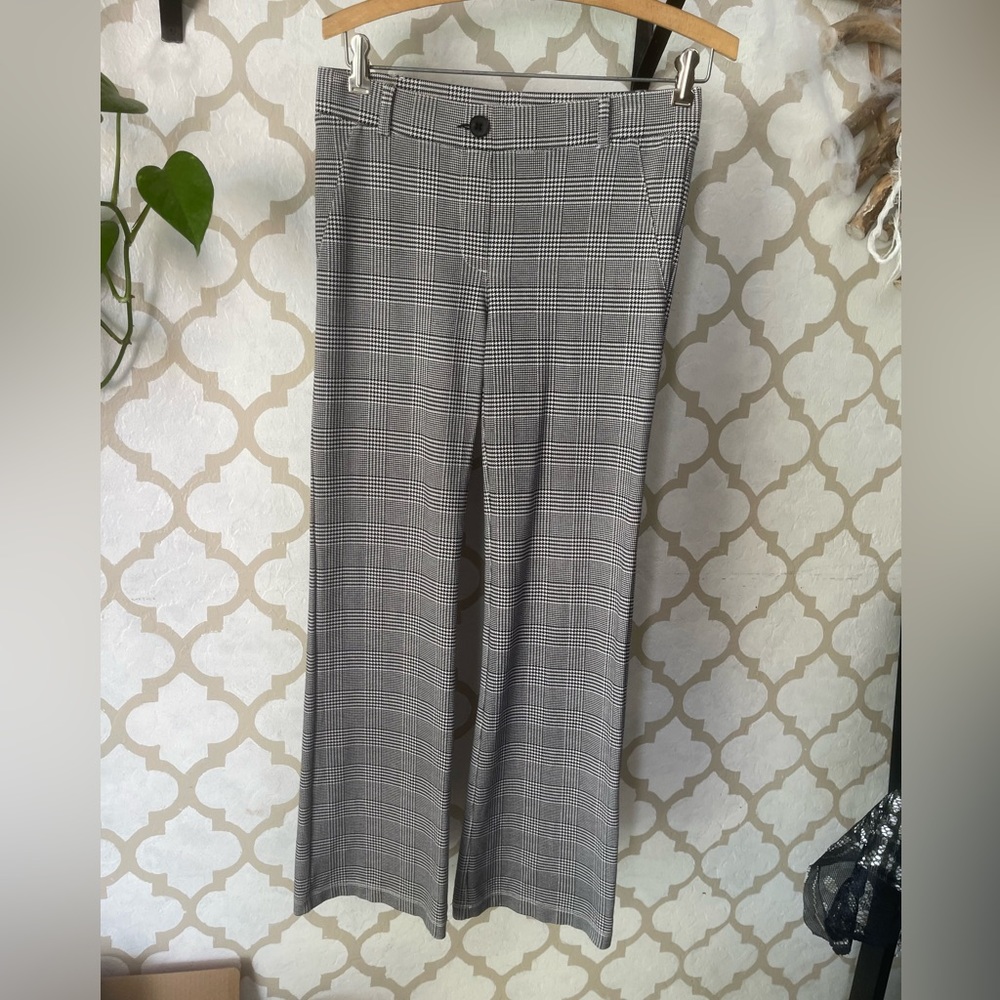 Betabrand Black and White Glen Plaid Career Pants
